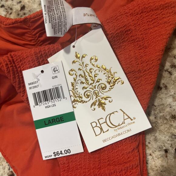BECCA brazilian bikini bottoms, ginger orange, NWT, Large - Picture 7 of 7
